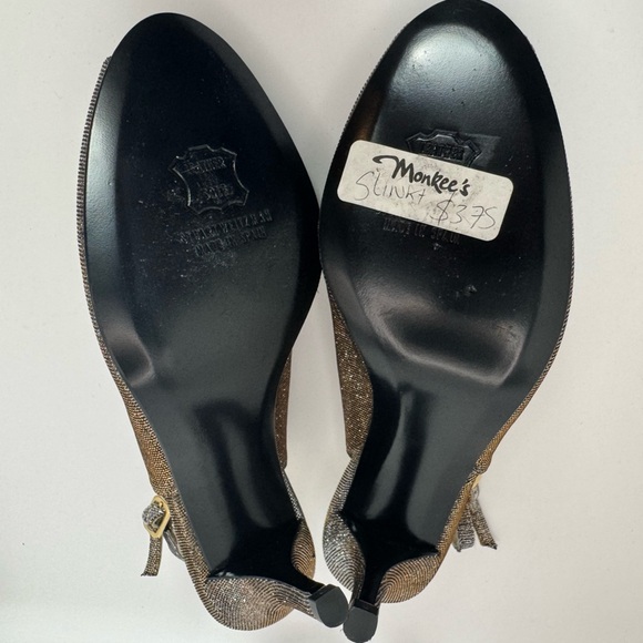 Stuart Weitzman Metallic Peep Toe
Slingback Heel Size 6.5 - Like New! - Picture 11 of 12